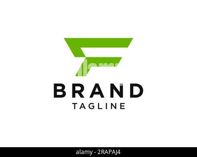 Initial Letter F Logo. Green Geometric Shape Origami Style isolated on White Background. Usable for Business and Branding Logos. Flat Vector Logo Desi Stock Vector