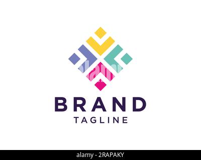 Abstract People Logo. Colorful Geometric Shapes Human Symbol with Fan Icon Combination isolated on White Background. Usable for Business and Teamwork Stock Vector