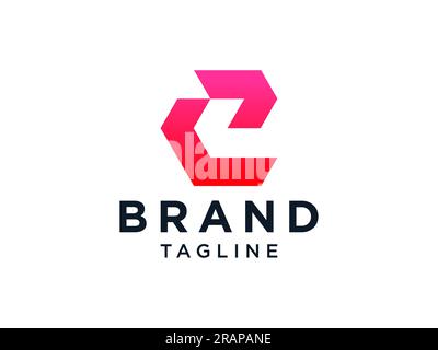 Abstract Initial Letter E Logo. Geometric Shape Symbol isolated on White Background. Usable for Branding and Nature Logos. Flat Vector Logo Design Tem Stock Vector