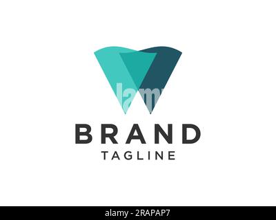 Dental Clinic Logo. Blue Linear Shape Tooth Symbol isolated on White Background. Usable for Dentist, Dental Care and Medical Logos. Flat Vector Logo D Stock Vector