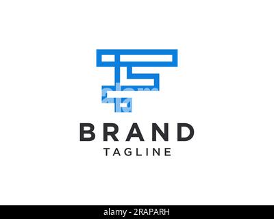 Abstract Initial Letter F Logo. Blue Motion Geometric Shape isolated on White Background. Usable for Business and Technology Logos. Flat Vector Logo D Stock Vector