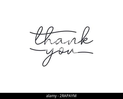 Thank You Text Handwritten Lettering Calligraphy isolated on White Background. Flat Vector Illustration Design Template Element for Greeting Cards Stock Vector