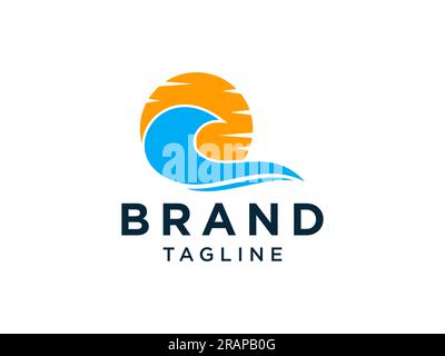 Abstract Ocean Sea Water Waves Logo. Blue Wave Horizontal zigzag Lines Style isolated on White Background. Usable for Business, Nature and Branding Lo Stock Vector