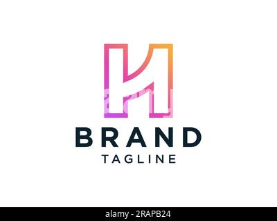 Abstract Initial Letter H Logo. Rounded Line isolated on White Background. Usable for Business and Branding Logos. Flat Vector Logo Design Template El Stock Vector