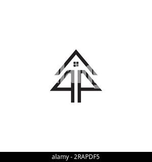 Pine Tree, House and Letter P or PP logo or icon design Stock Vector