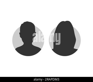 Male and female face silhouette avatar. Profile icon. Man and woman avatar profile. Unknown or anonymous person vector design and illustration. Stock Vector