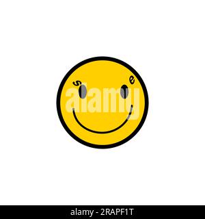 Smiling Emoji - Simple Happy Emoticon with Open Eyes on white Background - Vector Design Stock Vector