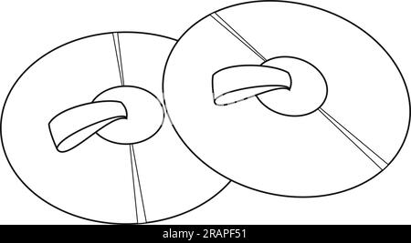 Easy coloring cartoon vector illustration of cymbals isolated on white background Stock Vector