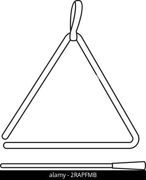 Cartoon illustration triangle percussion musical Black and White