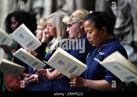 The NHS anniversary ceremony at Westminster Abbey, London, as part of the health service's 75th anniversary celebrations. Picture date: Wednesday July 5, 2023. Stock Photo