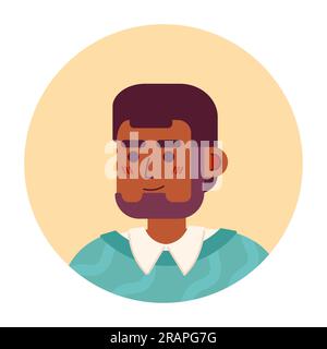 Adult brunette man with beard semi flat vector character head Stock Vector