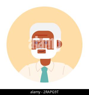 Old man with silver hair and beard semi flat vector character head Stock Vector