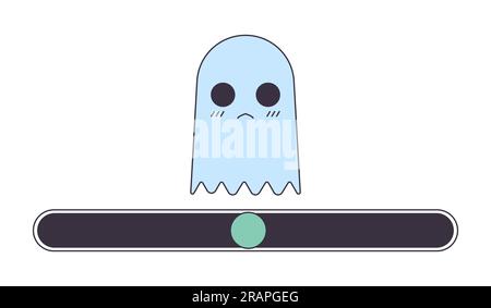 Unhappy ghost creature on loading bar flat design Stock Vector