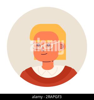 Young blonde woman in glasses semi flat vector character head Stock Vector