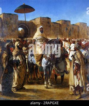 Muley Abd-ar-Rhaman, The Sultan of Morocco, leaving his Palace of Meknes with his entourage 1845 by Eugene Delacroix Stock Photo