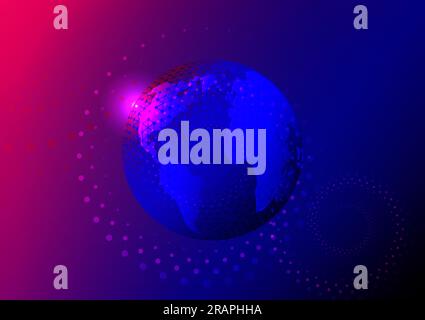 Abstract backgrounds planet globe wireless connection technology E-commerce glowing vector illustration Stock Vector
