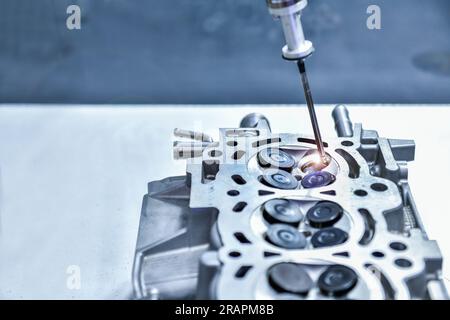 Automatic coordinate measurement machine (CMM) for inspection high precision engine block during working Stock Photo