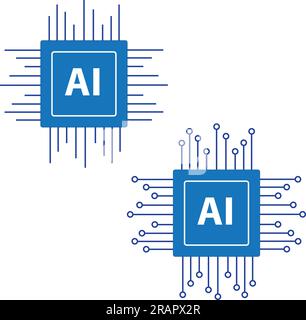 AI blue logos on a white background with copy space Stock Vector