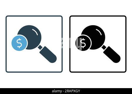 Paid search icon. search icon with dollar money. Solid icon style design. Simple vector design editable Stock Vector