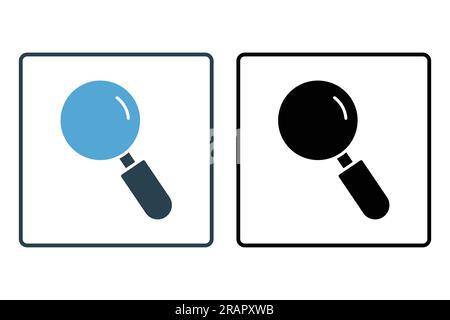 Magnifier icon, Search, zoom, Magnifying glass. Solid icon style design. Simple vector design editable Stock Vector