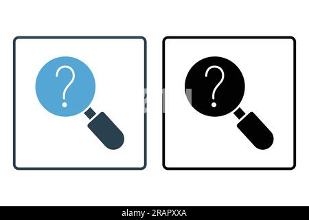 Question Icon with Magnifying Glass. help search. Solid icon style design. Simple vector design editable Stock Vector