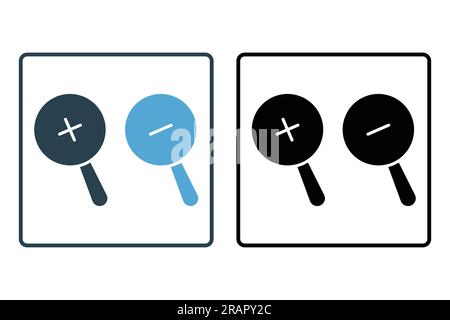 Zoom In and Zoom Out Icon. search, Magnifying glass. Solid icon style design. Simple vector design editable Stock Vector