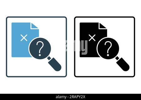 no result data icon. not found, magnifying glass with document. icon related to Find, Search. Solid icon style design. Simple vector design editable Stock Vector