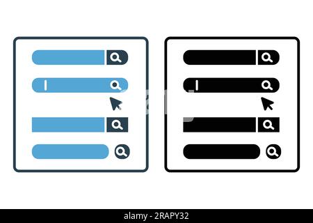 Search bar icon. Solid icon style design. Simple vector design editable Stock Vector