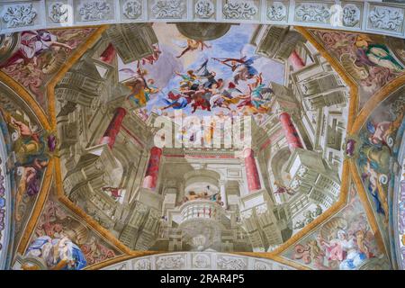 Church of San Francesco, (called Church 'La Missione'). Project by Giovenale Boetto and frescoes by Andrea Pozzo, Mondovì, Cuneo, Piedmont, Italy Stock Photo
