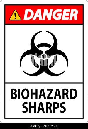 Danger Biohazard Label, Biohazard Sharps Stock Vector