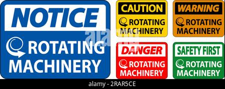 Danger Sign Rotating Machinery On White Background Stock Vector