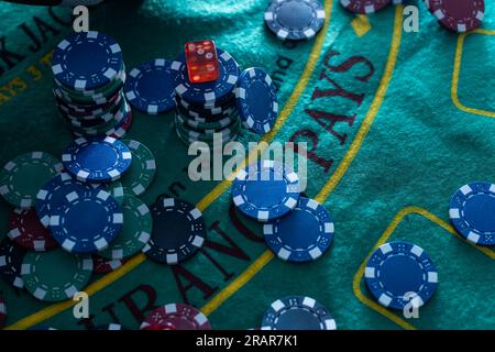 gambling poker flying dice wallpaper Stock Photo