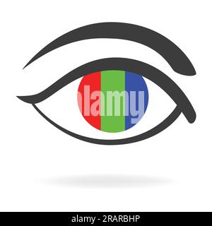 Graphic illustration of an eye with RGB color Stock Vector