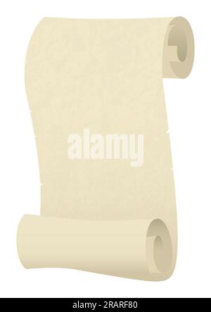 Old paper scroll. Textured paper scroll isolated on white background ...