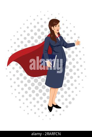 Cartoon illustration of a super businesswoman Stock Vector