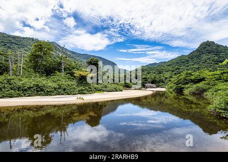 Dois Rios beach on Ilha Grande, Angra dos Reis, Rio de Janeiro, Brazil. Brazilian landscape. Tourism in southeast brazil. Stock Photo