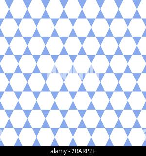 Israel seamless graphics with star of David. Vector Hebrew ornament with intertwining stars and hexagons. Light blue. Stock Vector