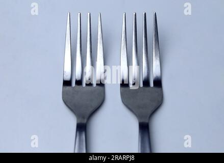 two forks isolated on white background Stock Photo