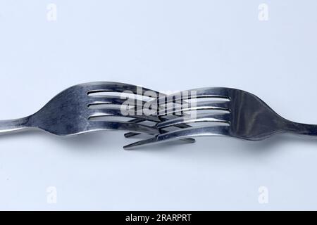 two forks isolated on white background Stock Photo