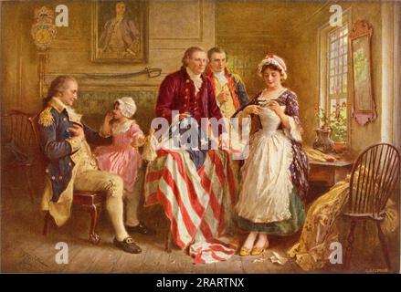 Betsy Ross, 1777 by Jean Leon Gerome Ferris Stock Photo