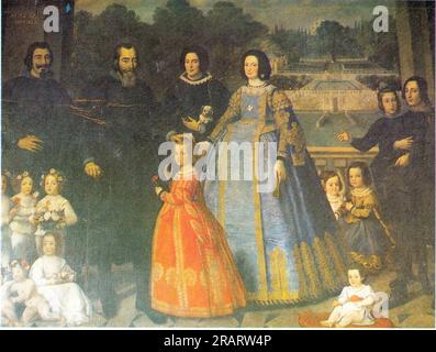 Ritratto Della Famiglia Imperiale Di Genova. Nella Tela È Raffigurato Giovanni Vincenzo Imperiale, La Seconda Moglie Brigitta Spinola E Il Primogenito Francesco Maria Imperiali. 1642 by Domenico Fiasella Stock Photo