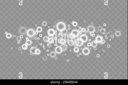 Glowing, light white twirl, circle, background of shining dust, spotlight, starlight, spark. Transparent blurred shapes. Abstract light effect. Stock Vector