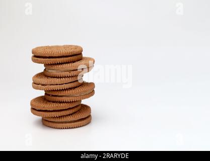 Sandwich Cream Cookies isolated on white background Stock Photo