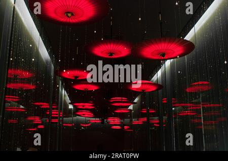 Endless Floating Umbrella Ceiling Stock Photo