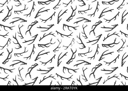 seamless pattern of deer antlers - vector illustration Stock Vector