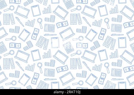 seamless pattern with icons related to audit, budget, finance, bookkeeping, investment- vector illustration Stock Vector