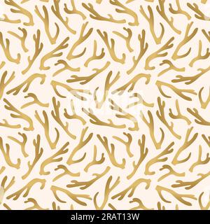 golden seamless pattern of reindeer antlers - vector illustration Stock Vector