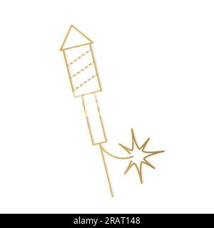 golden fireworks icon, celebration of New Years Eve - vector illustration Stock Vector