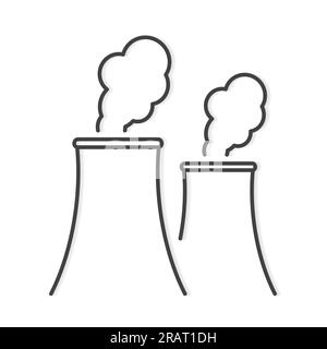 industrial chimney, power plant icon- vector illustration Stock Vector