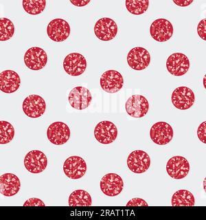 salami slices seamless pattern; restaurant, pizza, kitchen, menu background - vector illustration Stock Vector